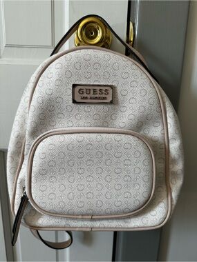 GUESS Cream Mini Backpack with Subtle Logo Print
